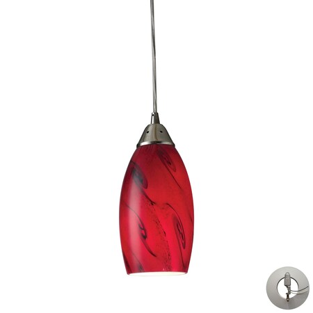 Elk Lighting Galaxy 1-Lght Mini Pndnt SatNickel w/Red Glass - Incl Adapter Kit 20001/1RG-LA